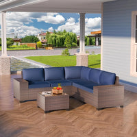 PatioLix Furniture Sets Outdoor Conversation Sofa 6 Piece Set, All-Weather High Back