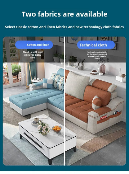 Modern minimalist Nordic fabric sofa with recliner family small apartment hotel living room bedroom