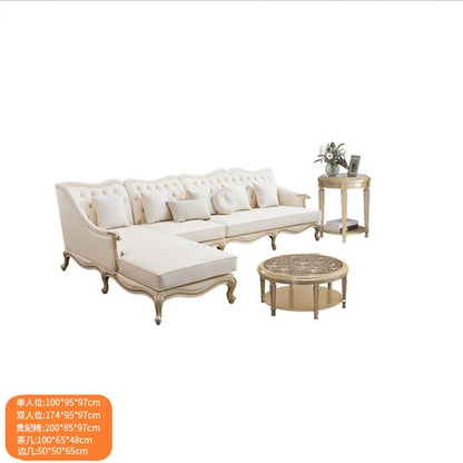Leather sofa combined living room size apartment Italian light luxury high-end luxury solid wood furniture