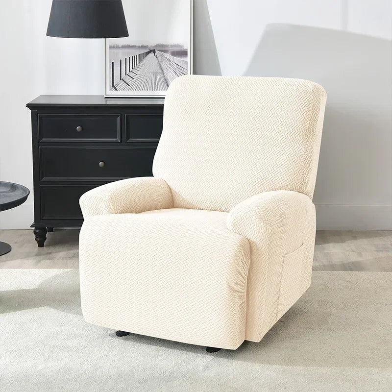 1/2/3 Seater Recliner Sofa Cover Jacquard Solid Color Stretch Couch Coushion Solid Color Sofa Slipcover for Living Room Home
