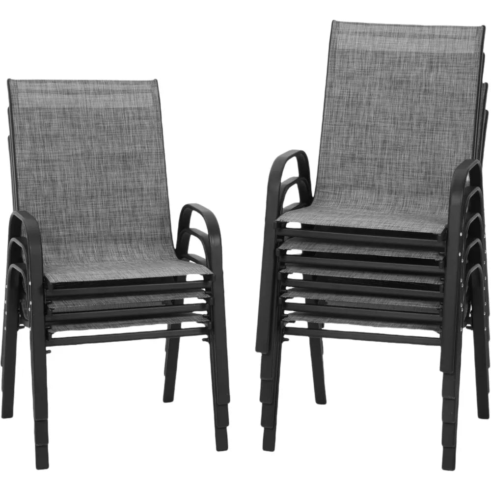 Patio Chairs Set of 8 - Outdoor Stackable Dining Chairs for All Weather - Lightweight Textilene Outdoor Chair Sets