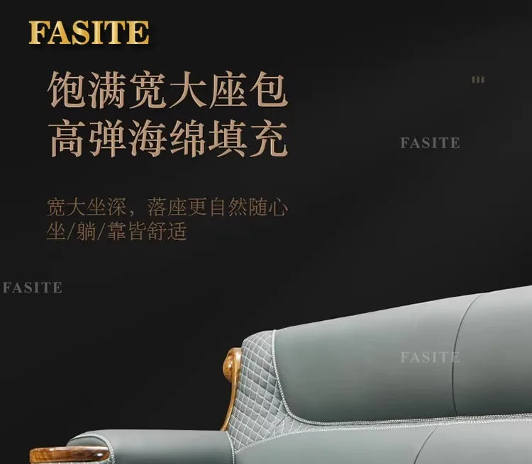 Modern simple ebony leather sofa new Chinese living room size apartment solid wood first layer cowhide new combination
