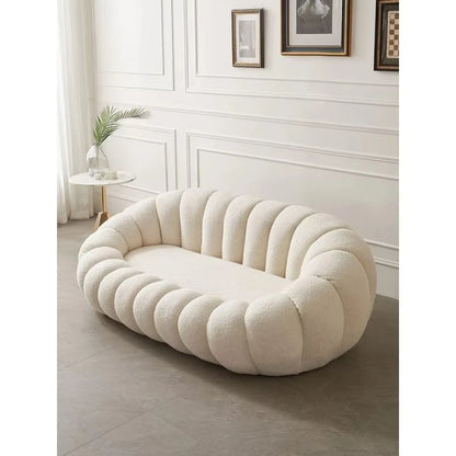 Modern White Velvet Swivel Lazy Sofa Chair New Design Pumpkin Lounge Ottoman Living Room Furniture Set for Hotels