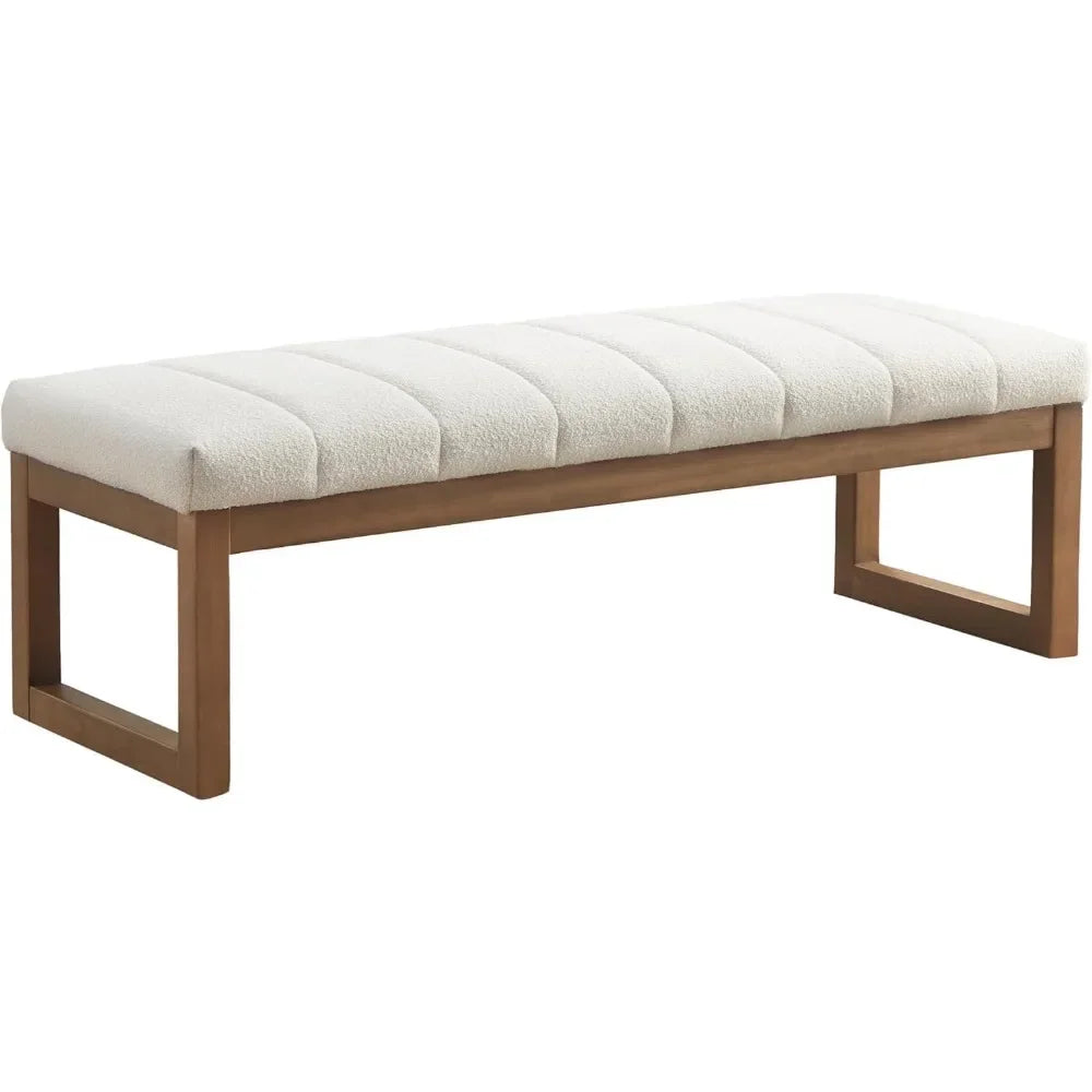 52.7" Modern Upholstered Teddy Fabric Bedroom Bench - Multi-Functional Footrest & Entryway/Dining Room Ottoman