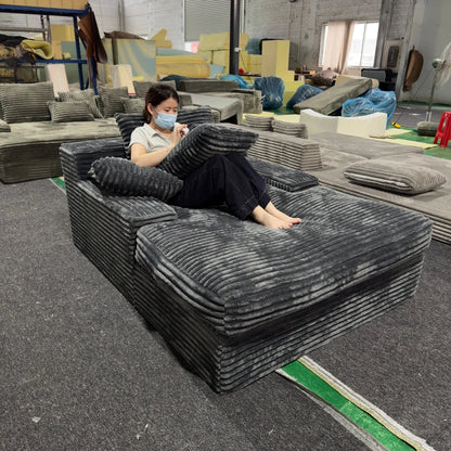 Vacuum Compressed White Plush Cloud Sofa Foldable Oversized Couch Soft Living Room Furniture Space-Saving Leisure Seat