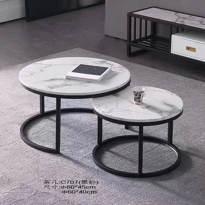 Fashion Internet celebrity marble round coffee table size apartment can be stored