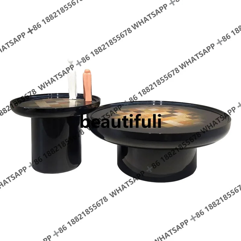 Italian minimalist creative round coffee table coffee table household light luxury negotiation table H