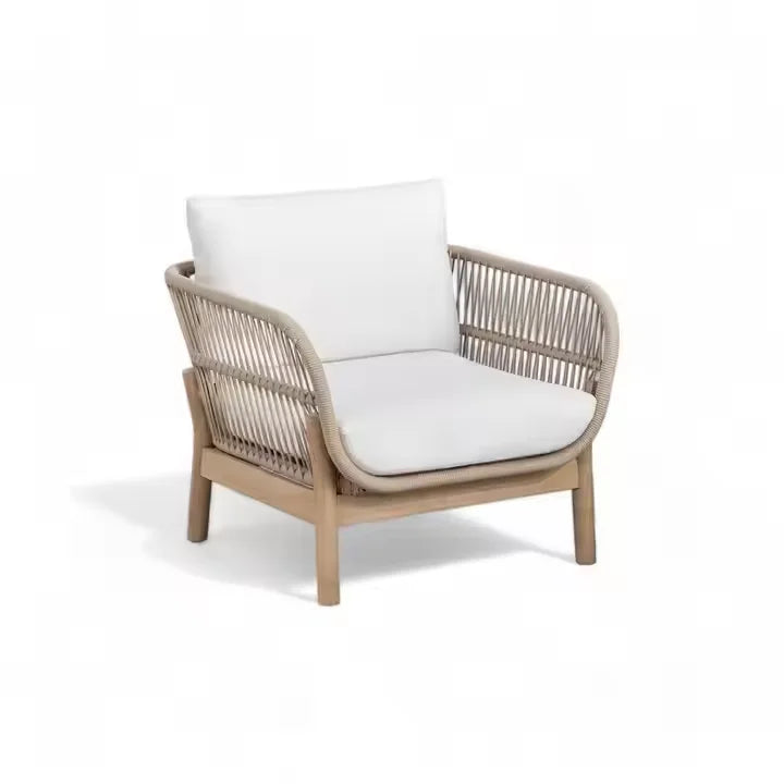 Hot Sales Teak Wood Rope Sofa Set For Home And Outdoor For Living Room Courtyard Hotel Villa Farmhouse