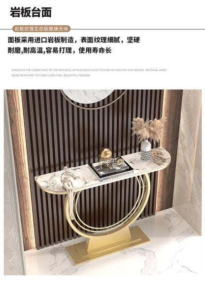 Light luxury entrance table, modern simple narrow case against the wall, aisle corridor decoration, golden end view table, entra