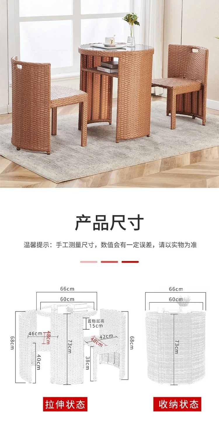 Balcony rattan chair three-piece outdoor courtyard combination small table and chair casual coffee table