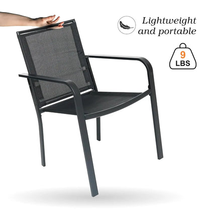 Patio Dining Chairs Set of 6, Outdoor Stackable Dining Furniture Set, All Weather Dining Set for Lawn, Garden, Backyard, Poolsid