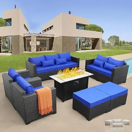 # Outdoor Furniture Sets Outdoor Propane Fire Pit Table Patio Furniture Set No-Slip Cushions And Waterproof Covers #
