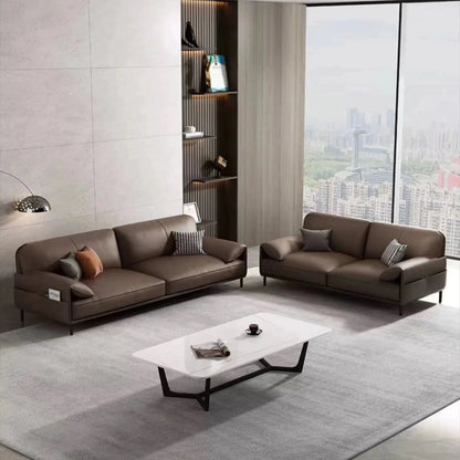 Simple Modern Office Sofa Coffee Table Set Luxury Genuine Leather Three-Seater for Business Meeting Reception Living Room Hotel