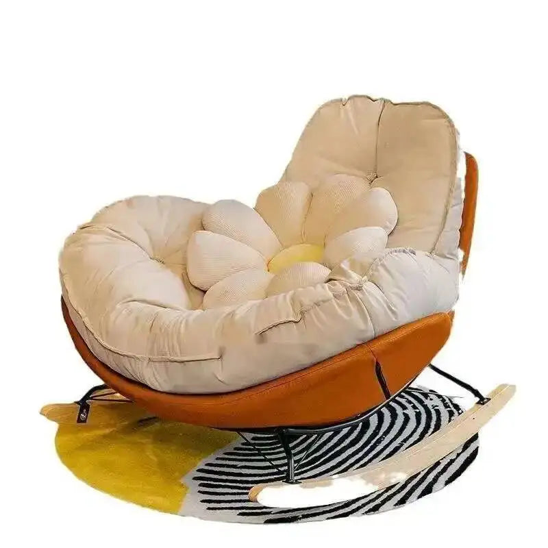 Nordic Sofa Style Single Rocking Chair Lazy Balcony Living Room Bedroom Leisure Can Lie Can Sleep Luxury Eggshell Penguin Chair
