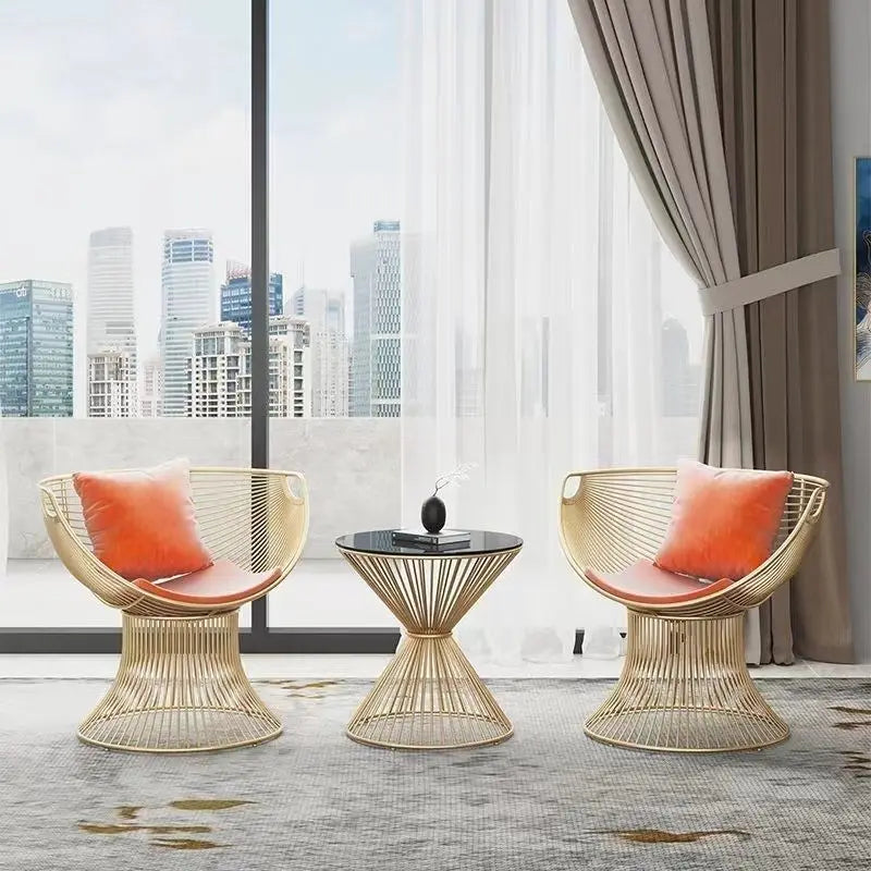 Cream Style Single Sofa Chair Designer Light Luxury Living Room Reception Table Balcony Leisure Table Chair Three Piece Set