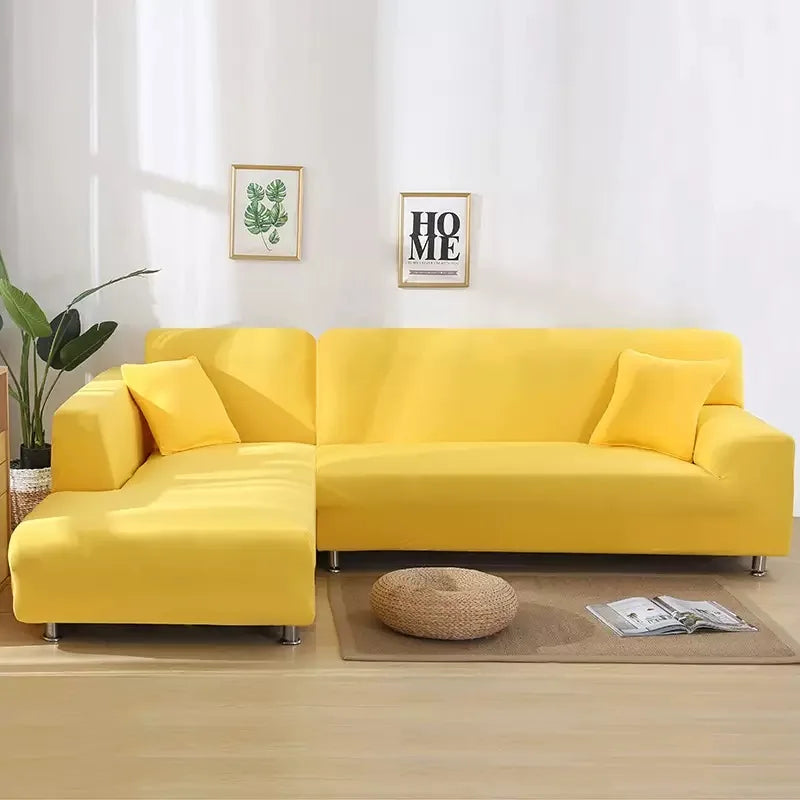 Elastic Solid Color Sofa Cover for Living Room All-inclusive Spandex Couch Cover Sectional Furniture Slipcover 1/2/3/4 Seater