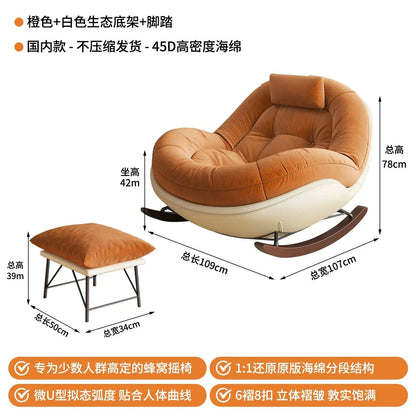 Modern Teddy Fleece Rocking Chair Upholstered Leisure Rocker Lounge Chair For Living Room Bedroom Balcony