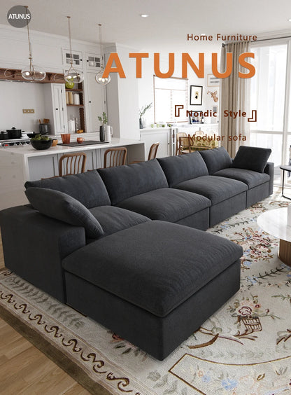 Living room inventory washable modern U-shaped 4-seat family white cloud modular combination sofa set