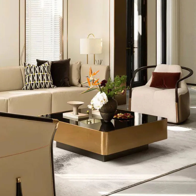 Large and small apartment light luxury marble living room square Italian minimalist coffee table   FT