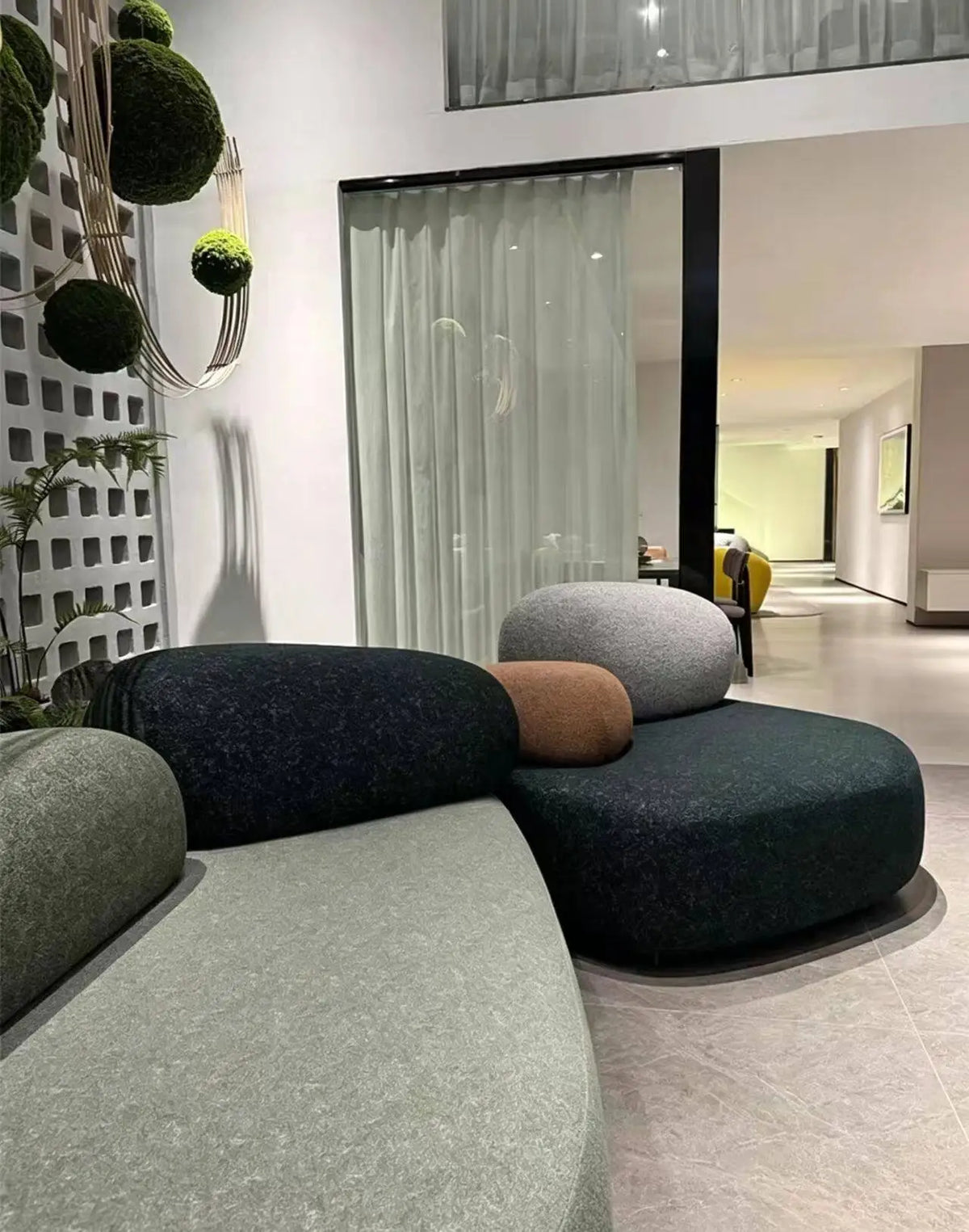 Italian minimalist pebble art sofa villa large flat living room special-shaped module fabric sofa Internet celebrity