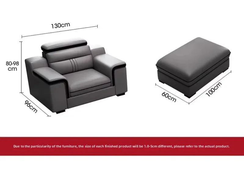 Modern Large Apartment Chaise Leather Sofa Combination Set Light Luxury Living Room Sofas Creative Office Comfortable Large Sofa