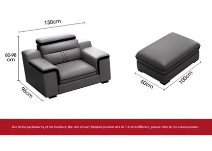 Modern Large Apartment Chaise Leather Sofa Combination Set Light Luxury Living Room Sofas Creative Office Comfortable Large Sofa