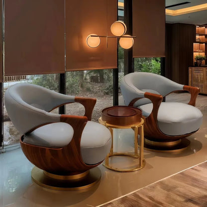 Armchair Ash Wood Walnut Modern New Creative Design Furniture With Genuine Leather Sofa Chair Aesthetic Solid Wood Lounge Chair