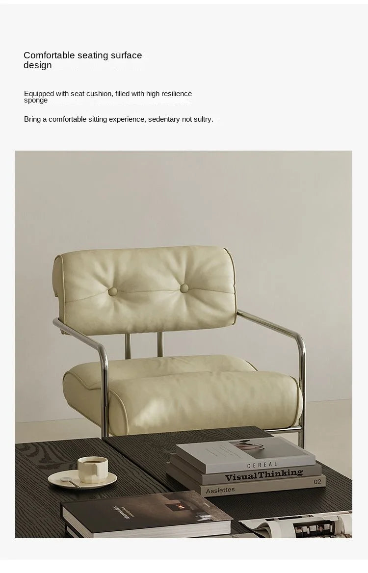 MOMO Antique Style Sofa Chair Living Room Designer Simple Single Chair Hotel Club Bauhaus Negotiation Stainless Steel Chair