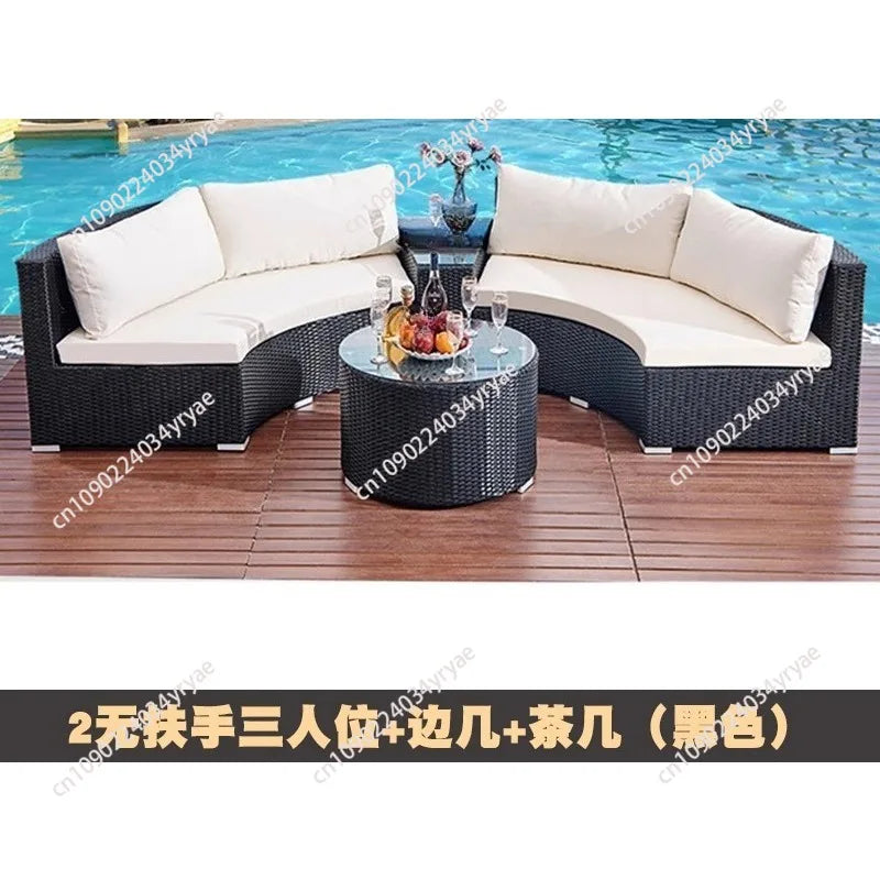 Customizable outdoor garden sofa swimming pool rattan coffee table multi-person combination