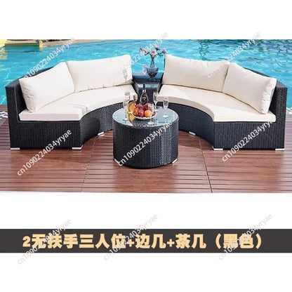 Customizable outdoor garden sofa swimming pool rattan coffee table multi-person combination