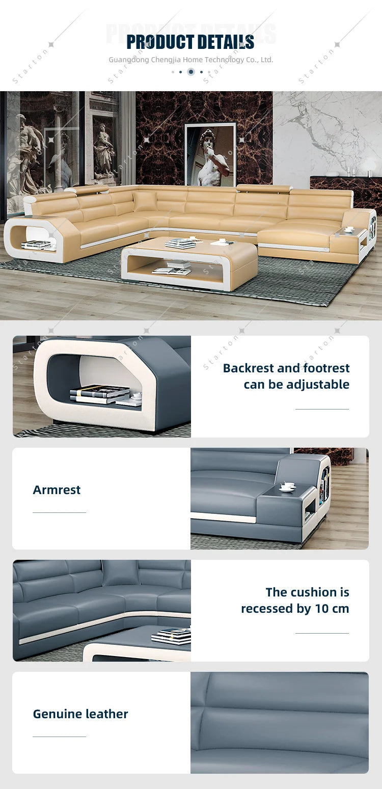 10set Living Room Dark Green Minimal Modern Leather Sofa Bed Luxury Sectional Leather Sofa in China