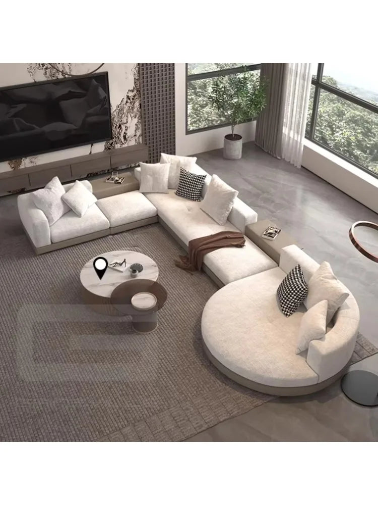 L-shaped sofa home furniture simple style white sofa set modern living room leather fabric combination sofa