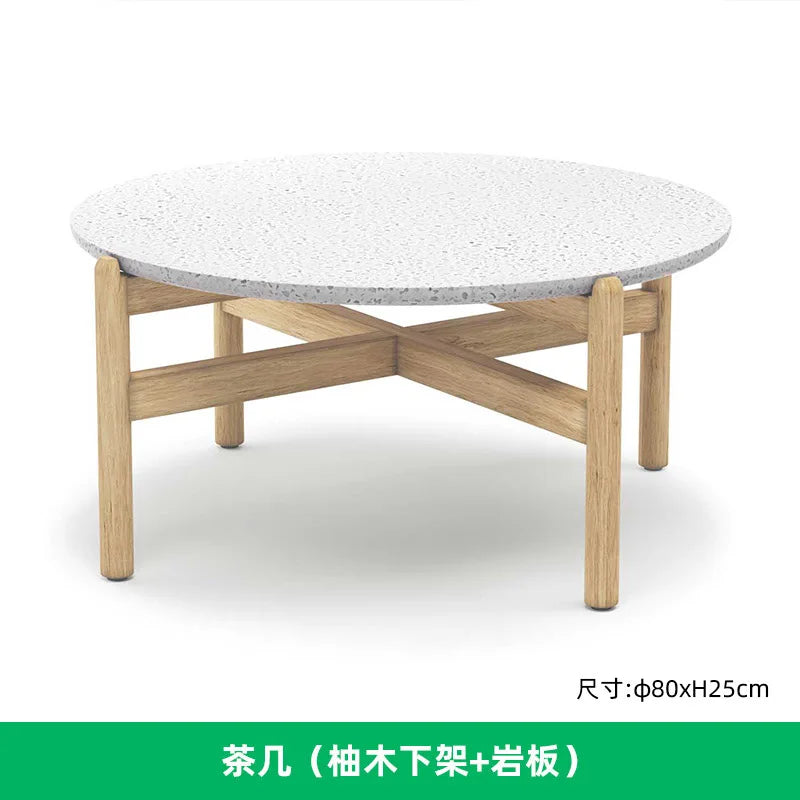 Outdoor sofa courtyard rattan teak outdoor garden villa hotel waterproof and sun protection homestay solid wood sofa furniture