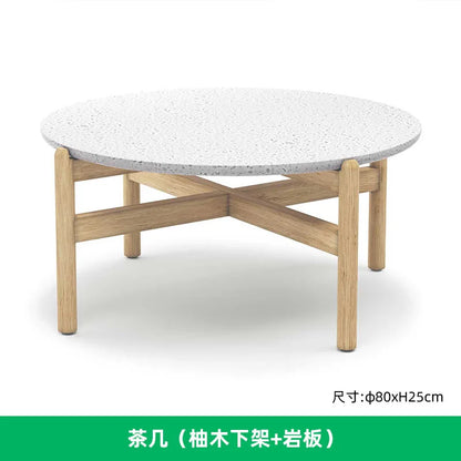 Outdoor sofa courtyard rattan teak outdoor garden villa hotel waterproof and sun protection homestay solid wood sofa furniture