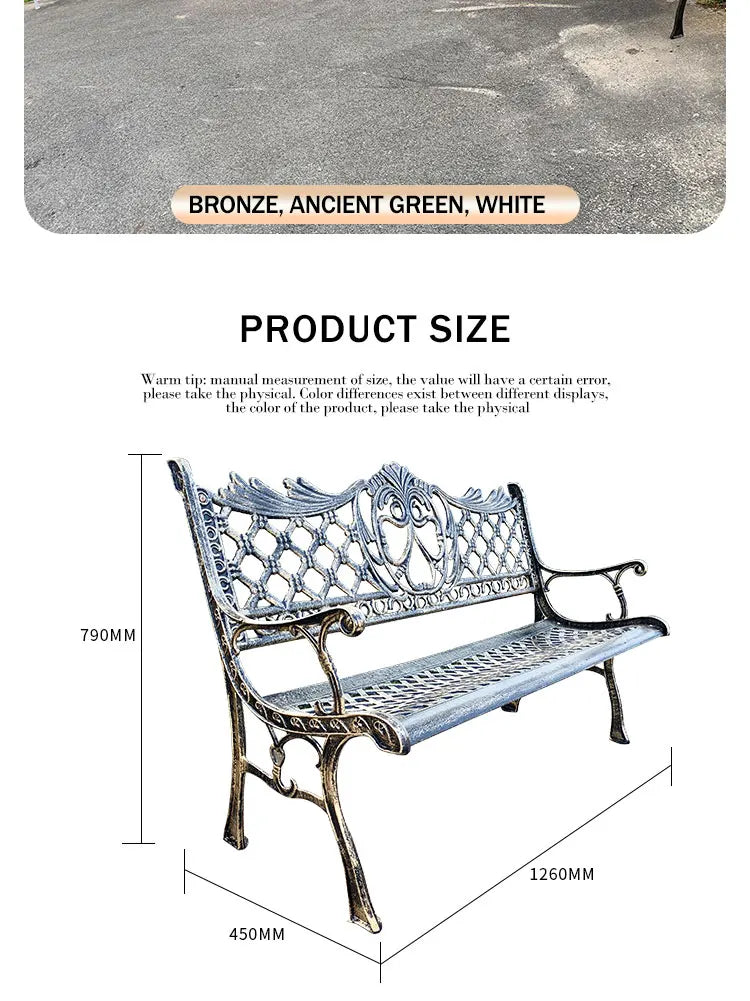 Hot Sales Cast Iron Outdoor Park Street Bench Seat Durable Metal Garden Bench