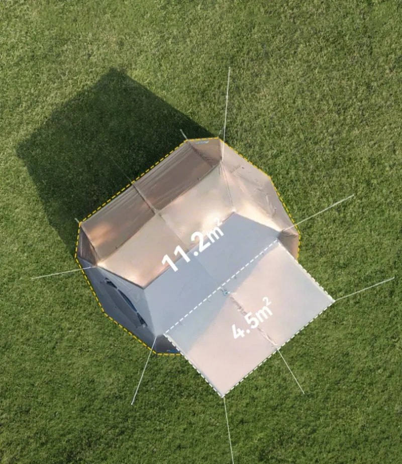 Oxford Cloth Beach Tent Rainproof Sunproof Ventilation Nature Hike Family Travel Shelter Tent Large Space Camping Supplies Tents