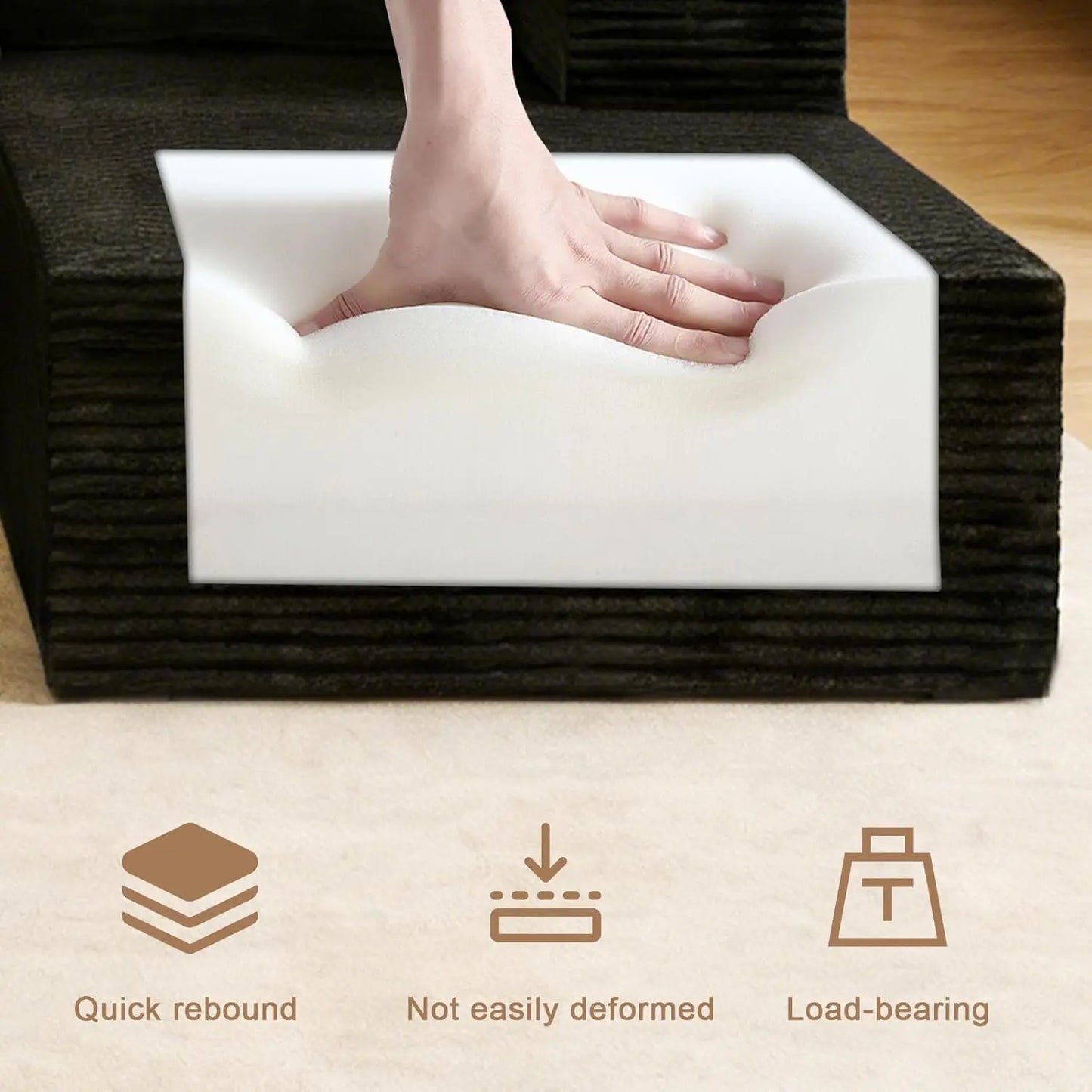 Cloud Couch L-Shaped Sectional Sofa 105.9'' Corduroy Deep Seat Memory Foam Modular Sofa Customizable Boneless Upholstered