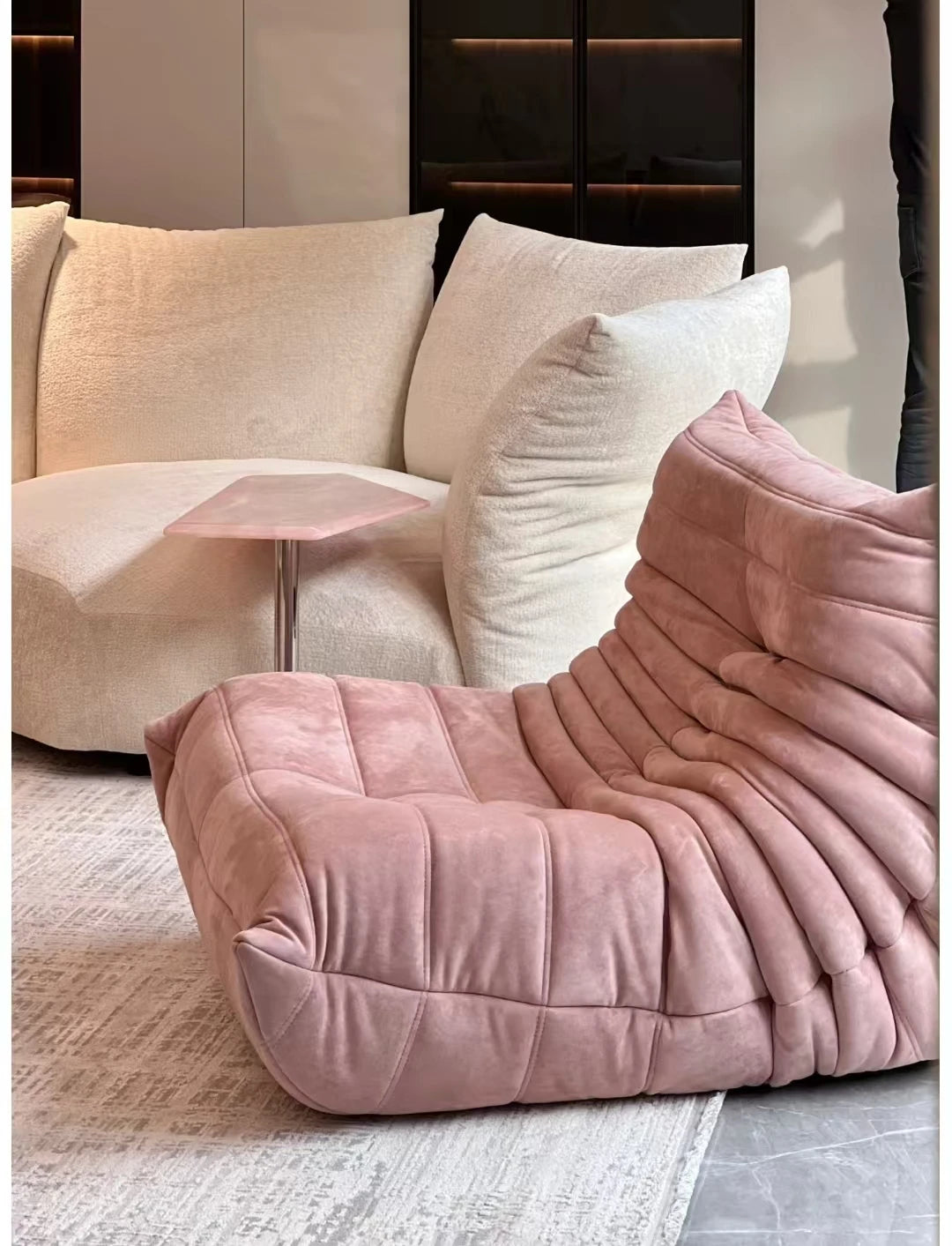 Togo caterpillar sofa balcony leisure bedroom living room reclining sleeping lazy sofa cream wind single recliner