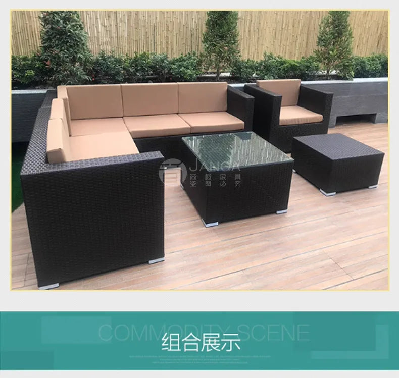 Outdoor villa courtyard sofa hotel B & B terrace waterproof sunscreen sofa furniture indoor and outdoor rattan weaving