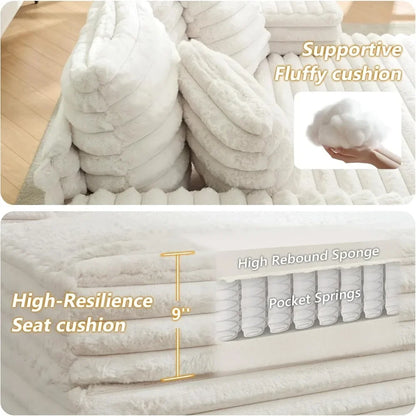 Nordic Sofabed Vacuum Compression Sofa Bed Modern Simple Lazy Sofa Bed  Thick Strip Velvet Large Sofa Bed Living Room Furniture
