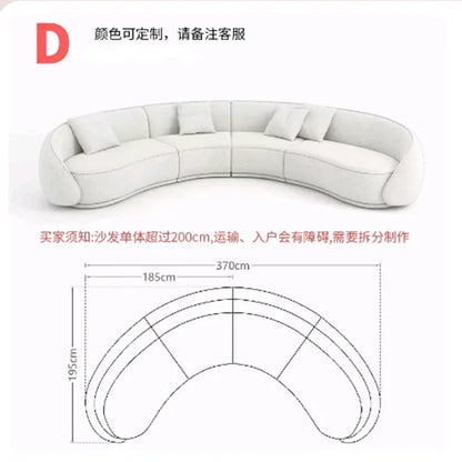 Sili Style Living Room Moon Faux Leather Fabric Nordic Designer Semi-Arc Light Luxury Cashew Curved Sofa living room furniture