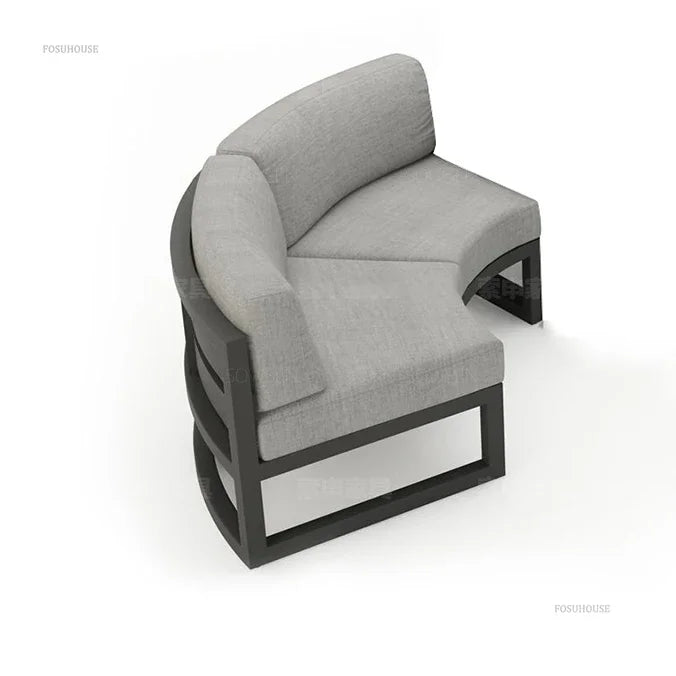 Outdoor Waterproof Sun Protection Garden Sofas Curved Outdoor Sofa Aluminum Alloy Courtyard Villa Reception Sofa Coffee Table Z