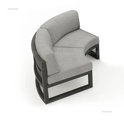 Outdoor Waterproof Sun Protection Garden Sofas Curved Outdoor Sofa Aluminum Alloy Courtyard Villa Reception Sofa Coffee Table Z