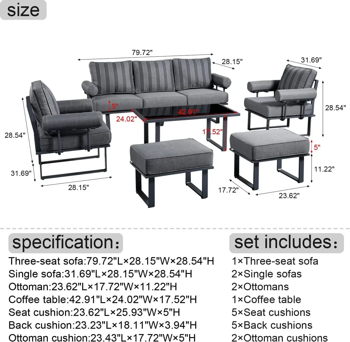 # Hot Aluminum Patio Conversation Set Of 6 Pieces Weather Resistant Outdoor Furniture Sofa Set With Armrest Cushion,Armchairs,Ot