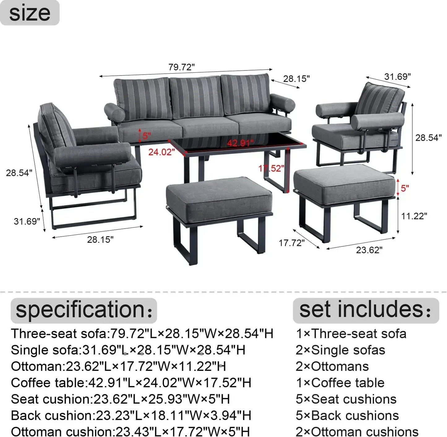 # Hot Aluminum Patio Conversation Set Of 6 Pieces Weather Resistant Outdoor Furniture Sofa Set With Armrest Cushion,Armchairs,Ot