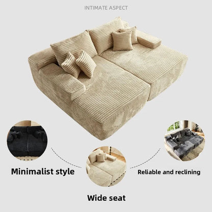 Compression sofa, simple wind sponge filling, soft large seat deep in the living room, corduroy surface, lazy recliner