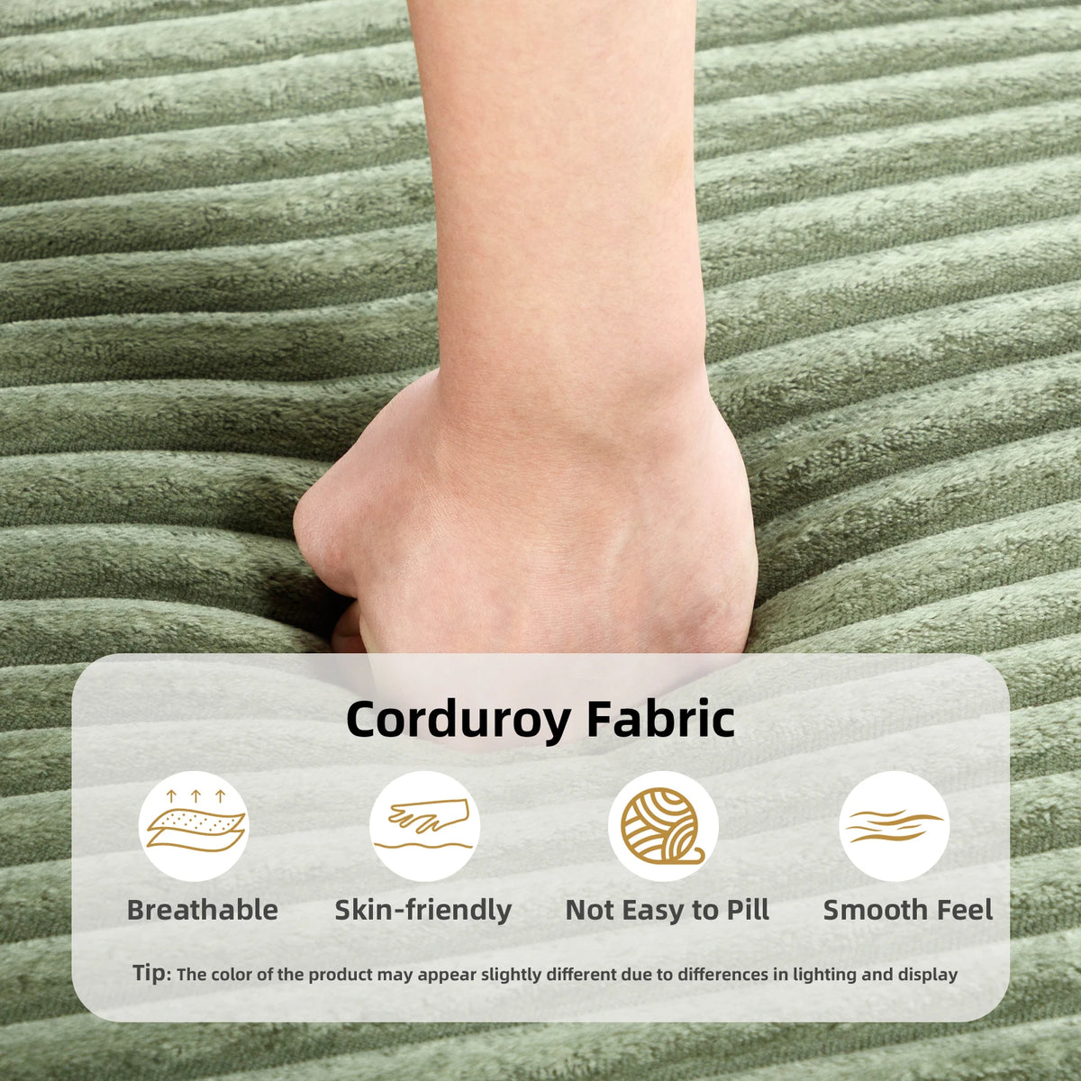 67 Inch Chaise Lounge Chair Indoor, Oversized Corduroy Upholstered Boneless Sofa Bed, Cloud Sofas Couches for Living Room