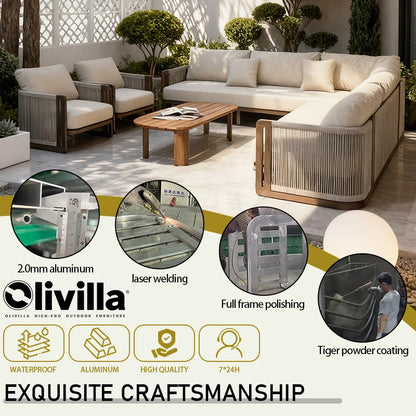 Villa Garden Rope Weaving Aluminum Alloy Sofa Hotel Sunroom Outdoor Leisure Furniture Courtyard Garden Waterproof Outdoor Sofa