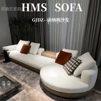 Modern simple straight corner cotton and linen round concubine modern living room sofa