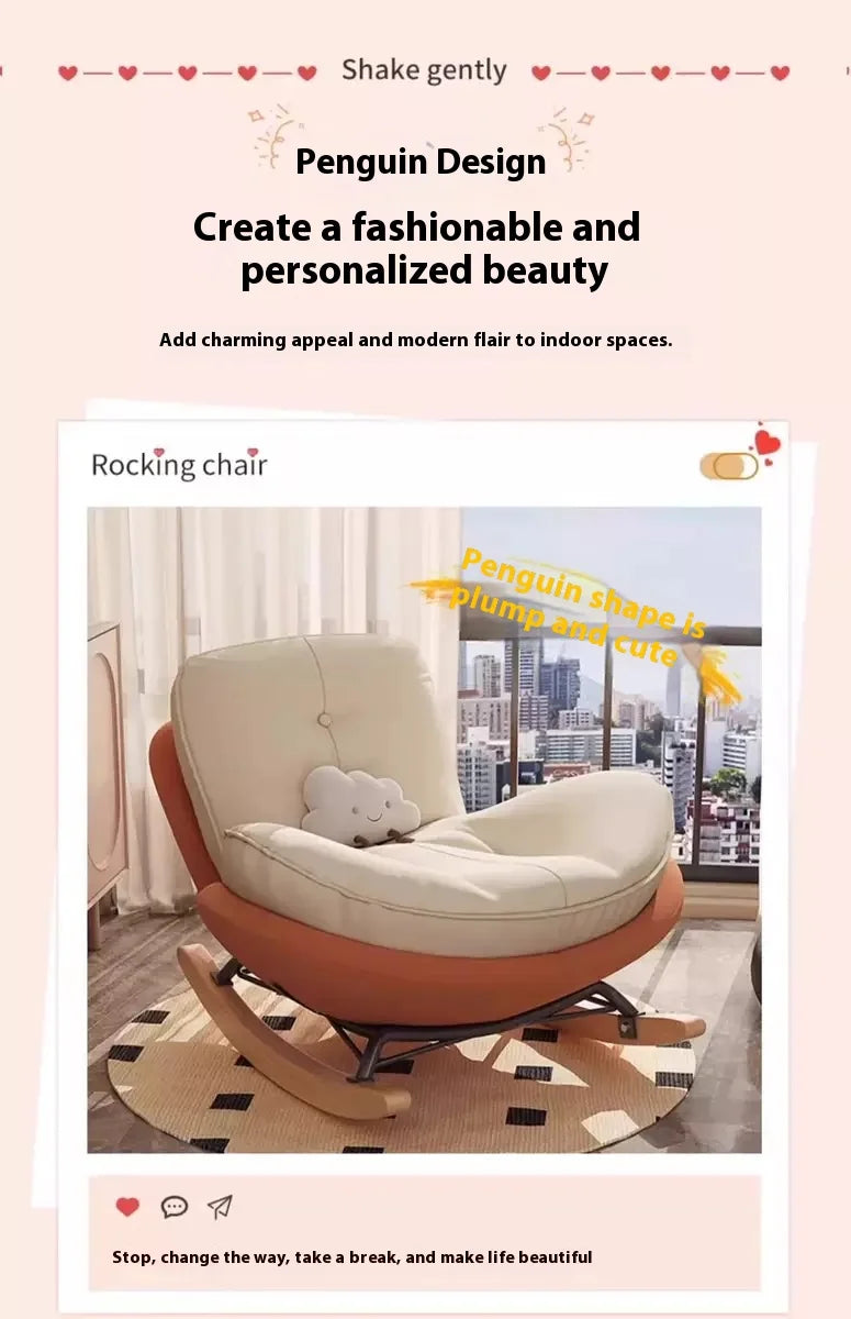 Nordic-style rocking chairs, chairs for rest, balconies, living rooms, leisure, lazy sofas, adult light stools, penguin chairs